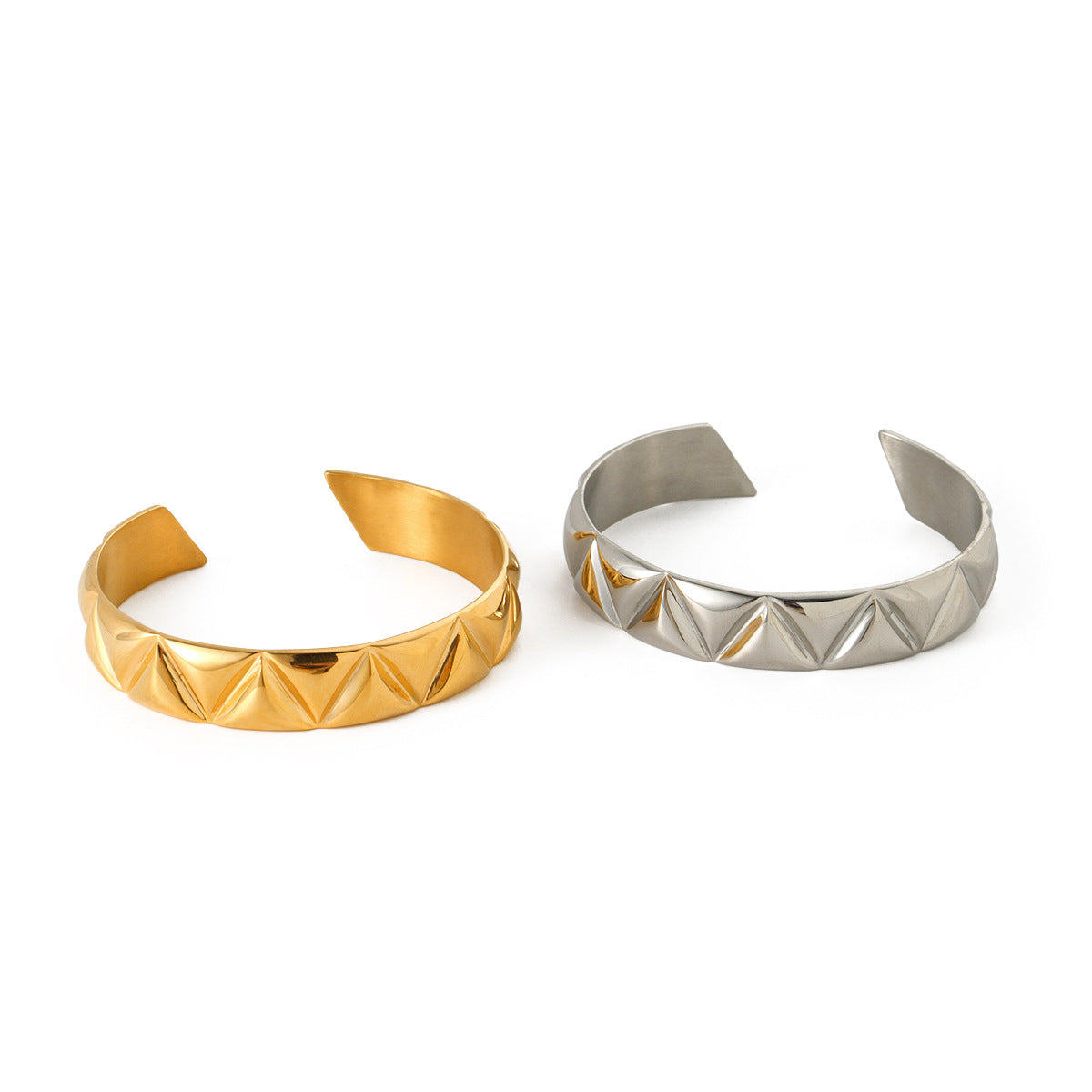 Stainless steel 18k gold-plated triangular open cuff bracelet