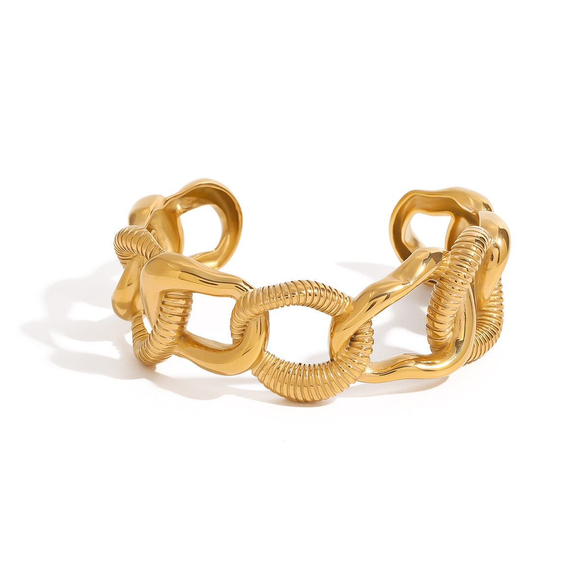 Stainless steel 18k gold-plated open-ended bracelet