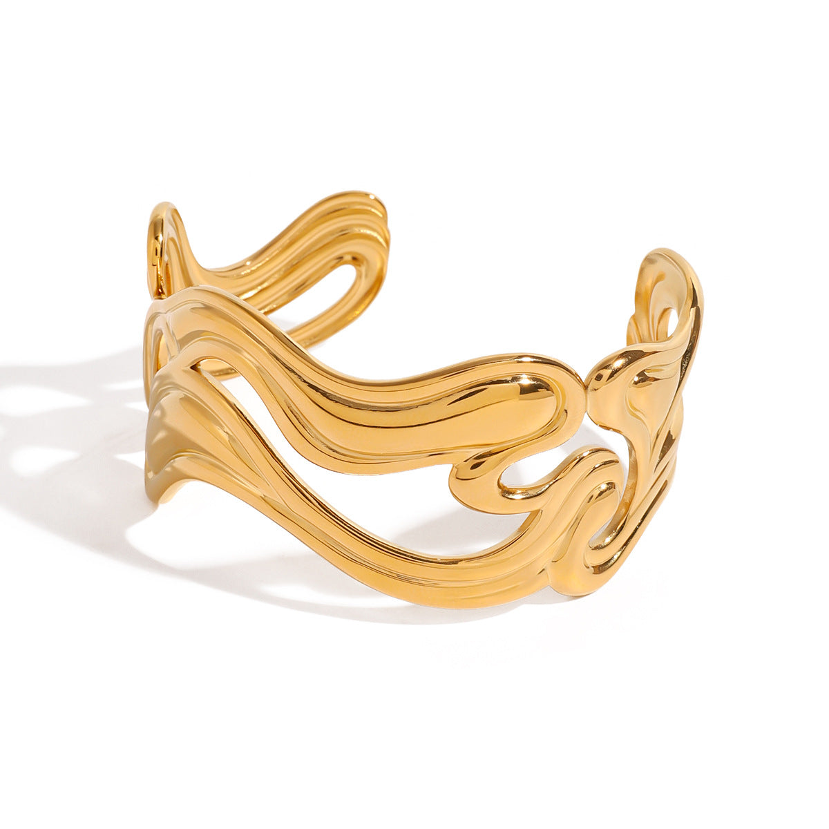 Stainless steel 18k gold-plated bangle bracelet