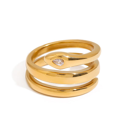Stainless steel 18k gold-plated snake ring