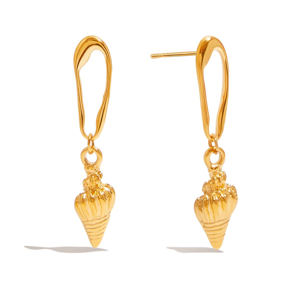 Stainless steel 18k gold-plated shell earrings