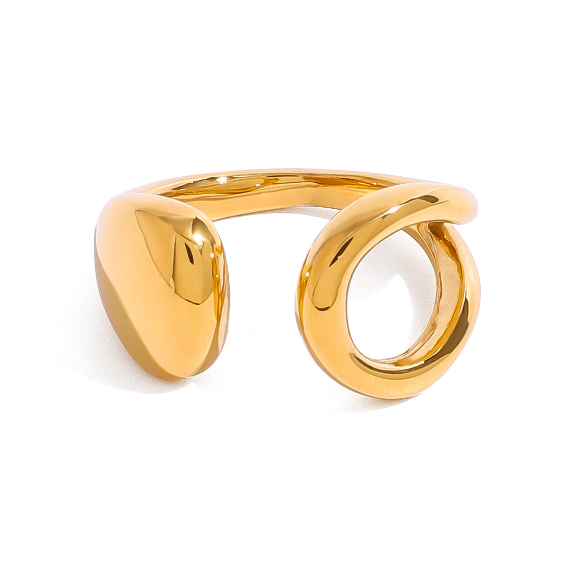 Stainless steel 18k gold-plated open irregular ring