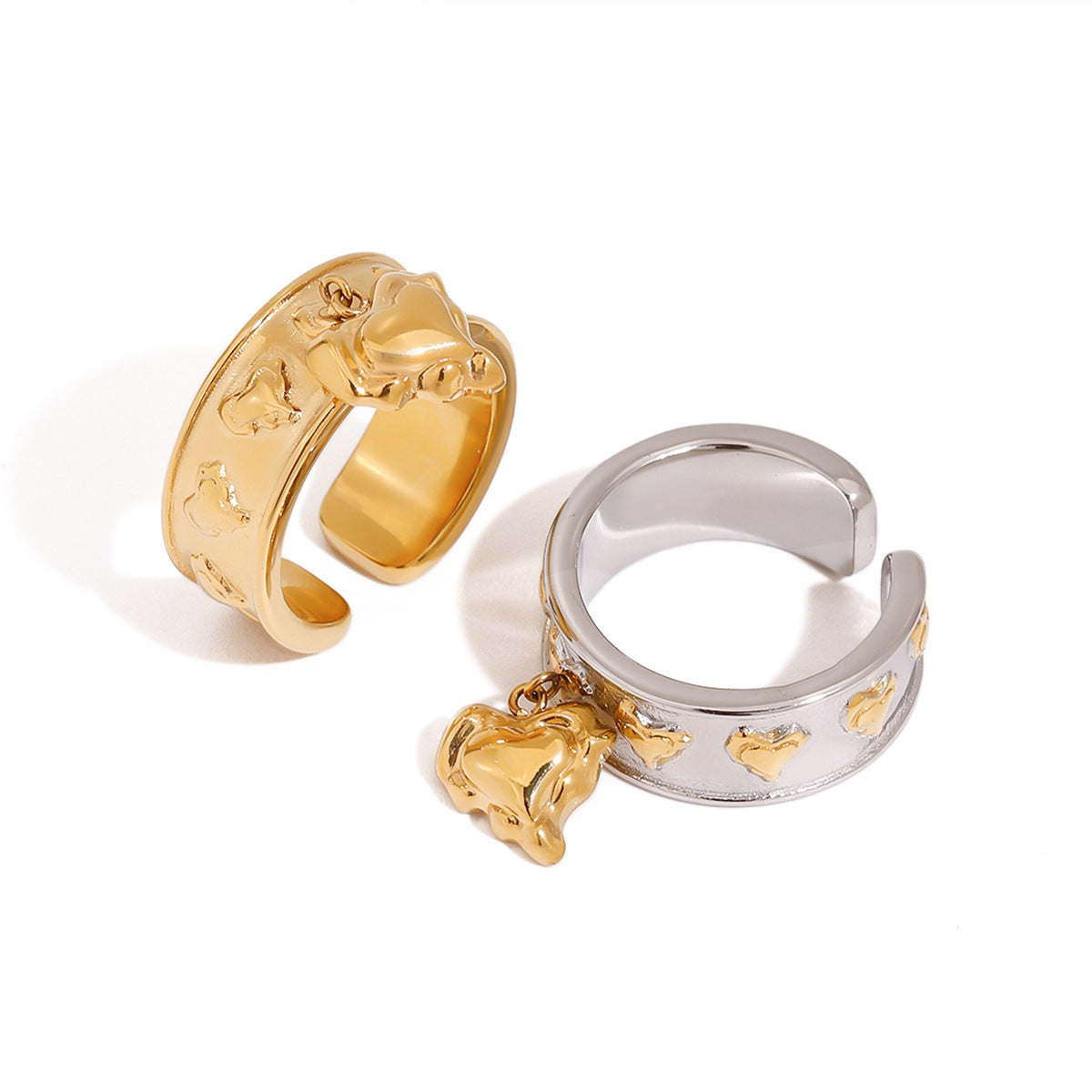 Stainless steel 18k gold-plated heart ring