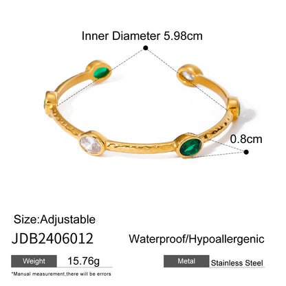 Stainless steel 18k gold-plated zircon bracelet
