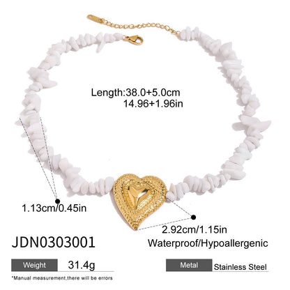 Stainless steel 18k gold-plated heart jewelry set
