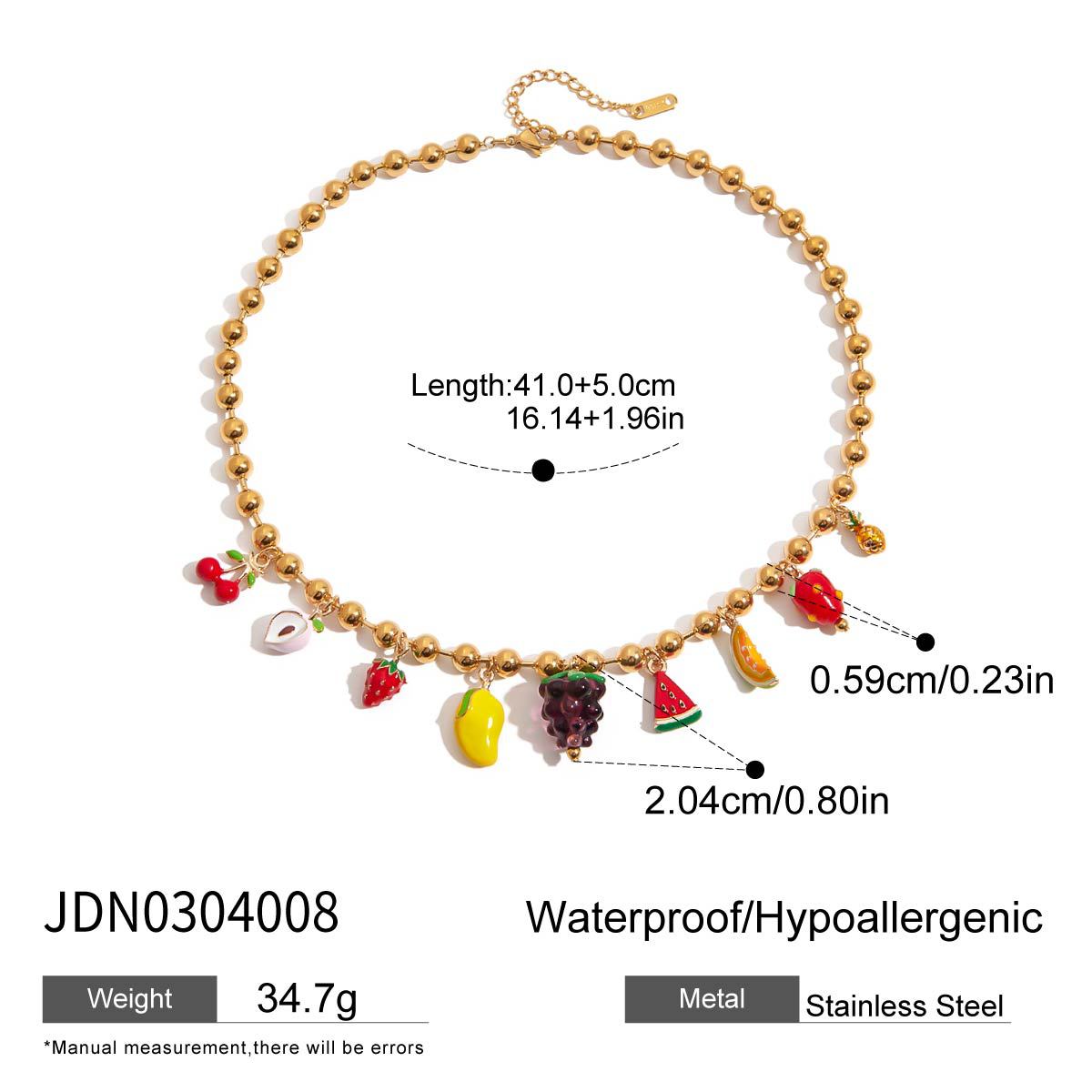 Stainless steel 18k gold-plated fruit style jewelry set