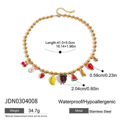 Stainless steel 18k gold-plated fruit style jewelry set
