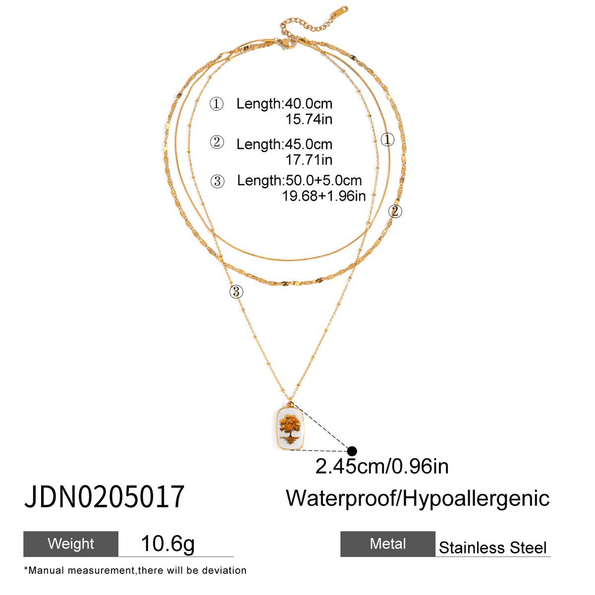 Stainless steel 18k gold-plated oil-dripping pendant necklace