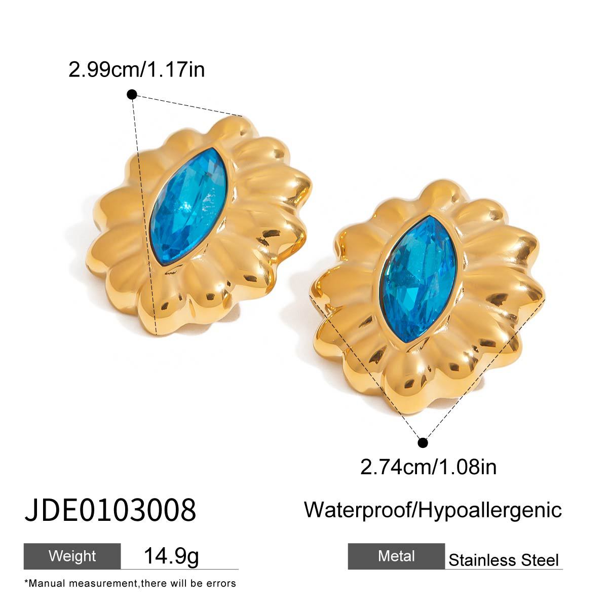 Stainless steel 18k gold-plated blue zircon jewelry