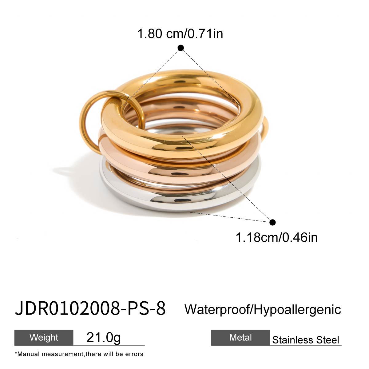 Stainless steel 18k gold-plated stacking plain rings