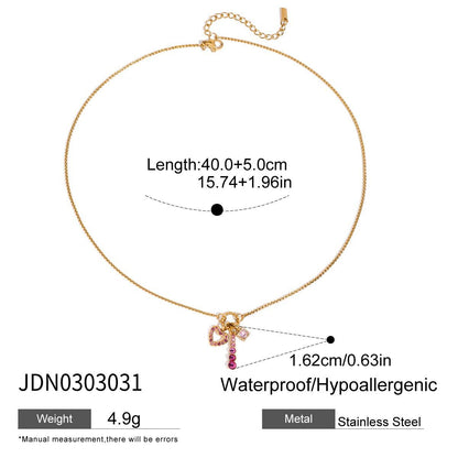 Stainless steel 18k gold-plated pink necklace