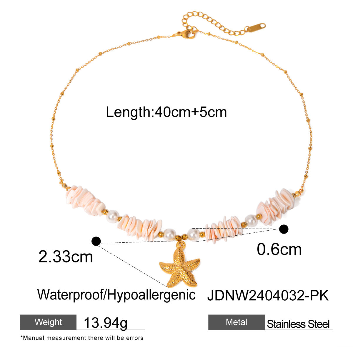 Stainless steel 18k gold-plated ocean style necklace