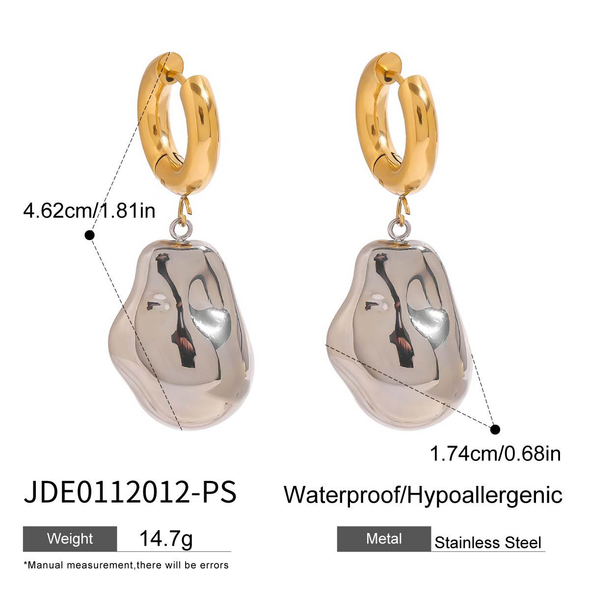 Stainless steel 18k gold-plated earrings