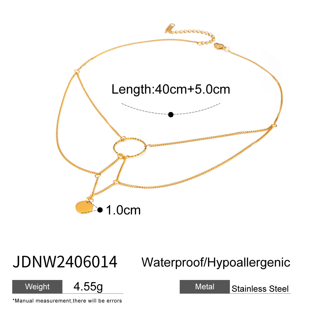 Stainless steel 18k gold-plated multi-layered choker necklace