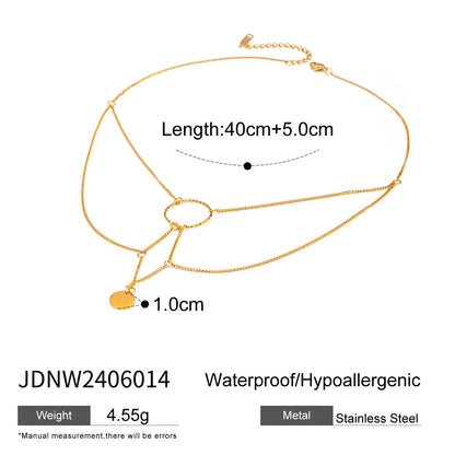 Stainless steel 18k gold-plated multi-layered choker necklace