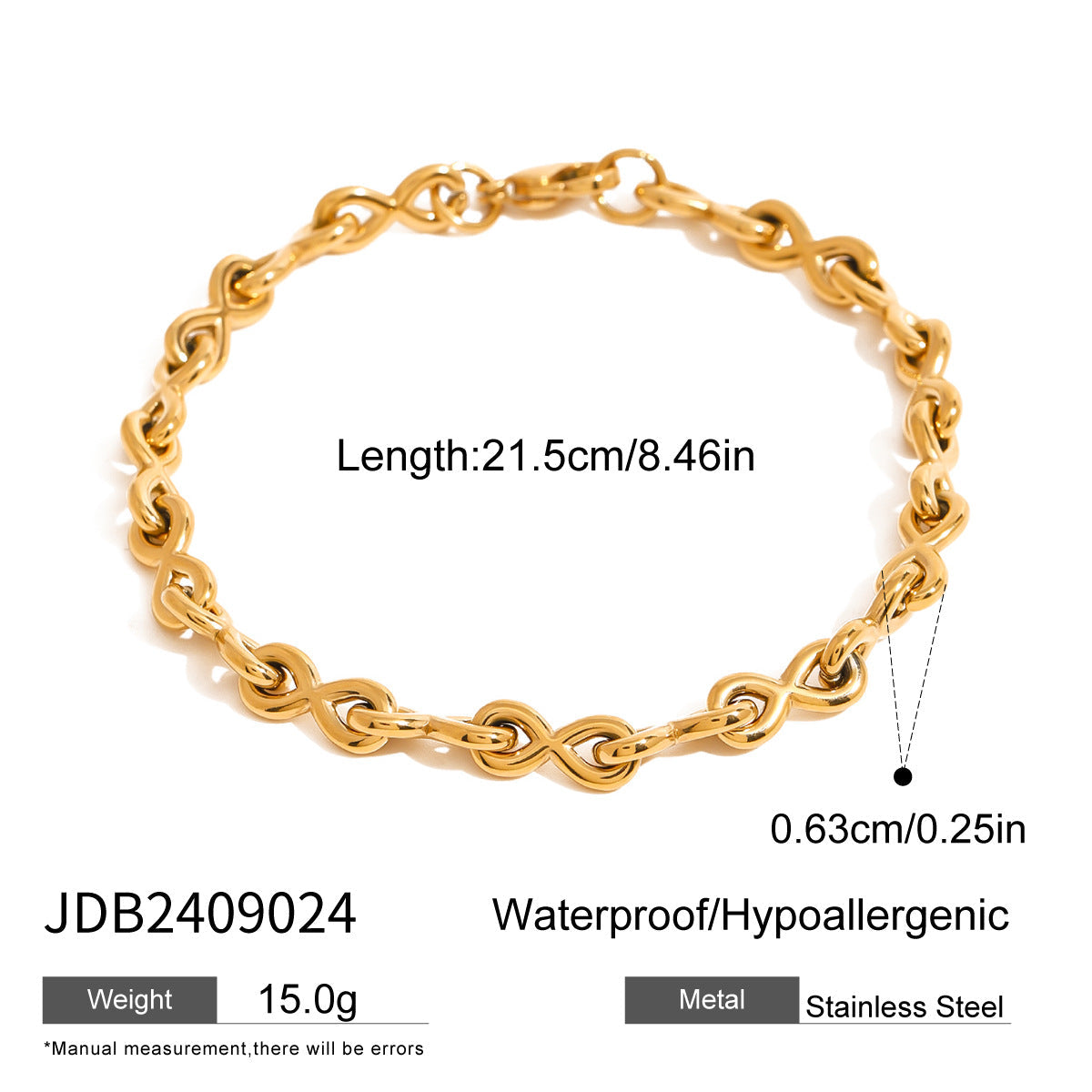 Stainless steel 18k gold-plated bracelet