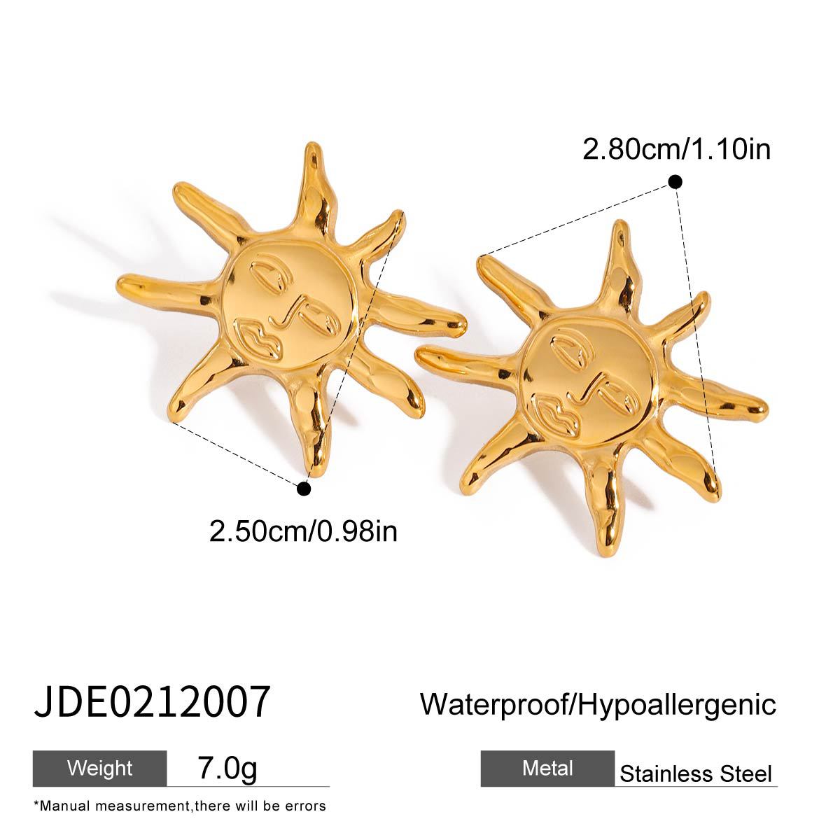 Stainless steel 18k gold-plated sun jewelry set