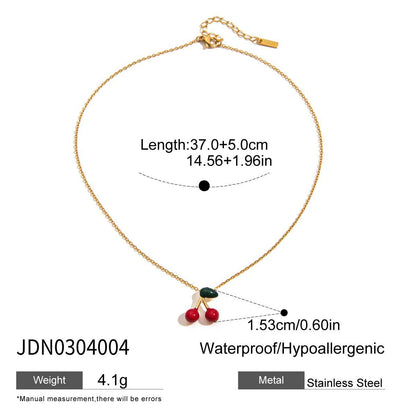 Stainless steel 18k gold-plated cheery necklace