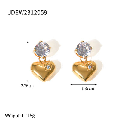 Stainless steel 18k gold-plated heart earrings