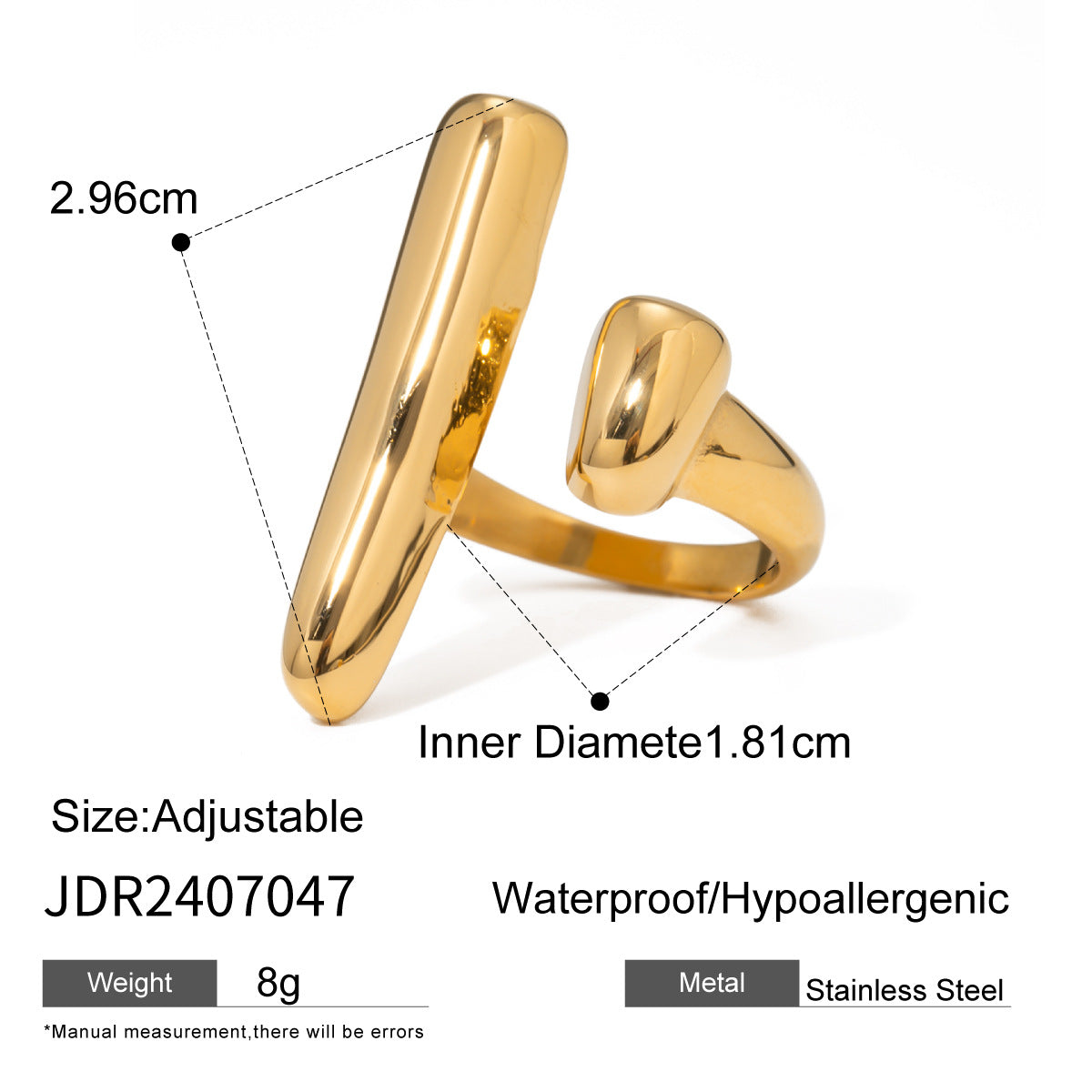 Stainless steel 18k gold-plated ring