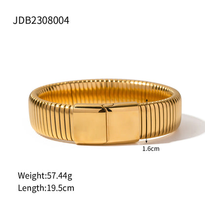 Stainless steel 18k gold-plated elastic wide bracelet