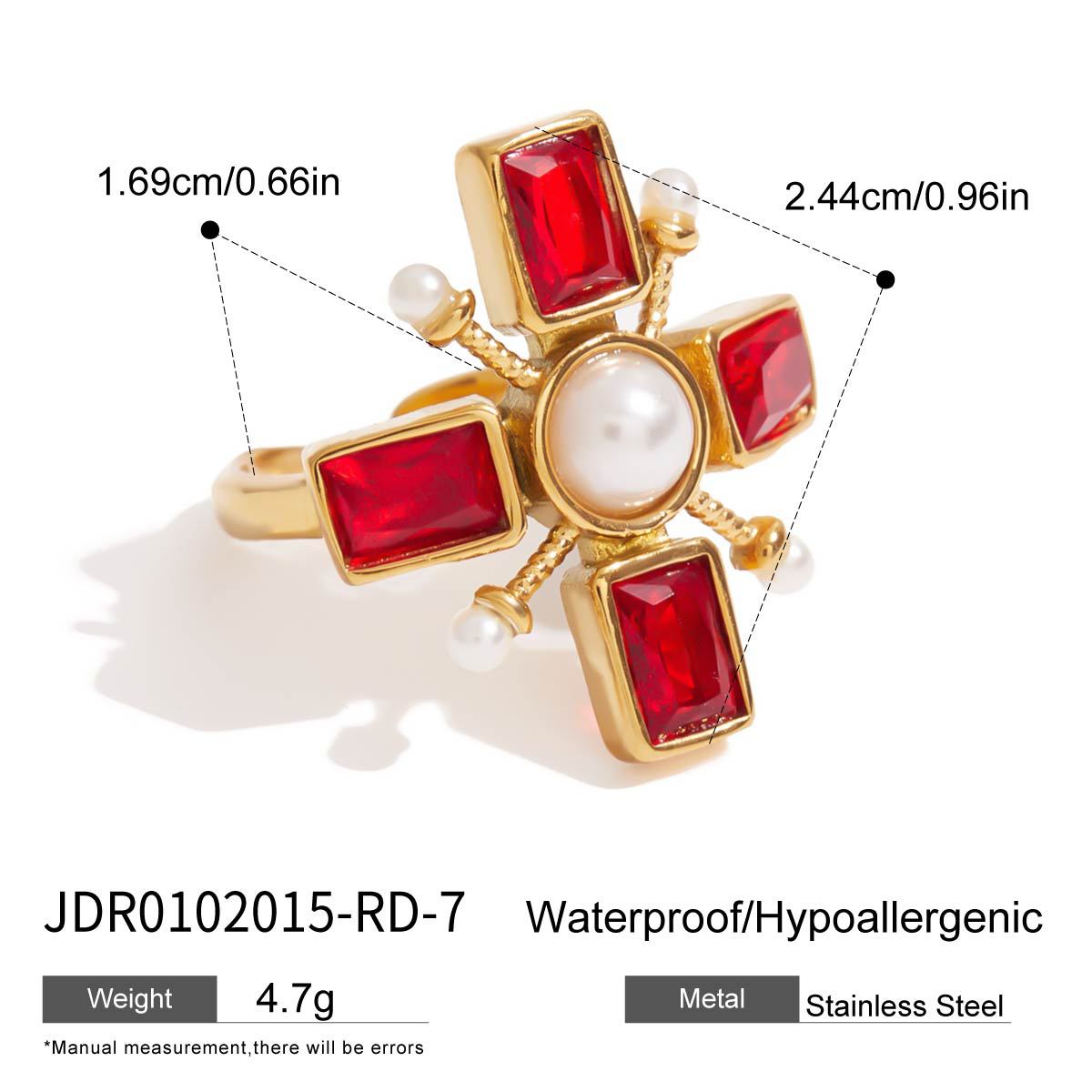 Stainless steel 18k gold-plated crossing ring