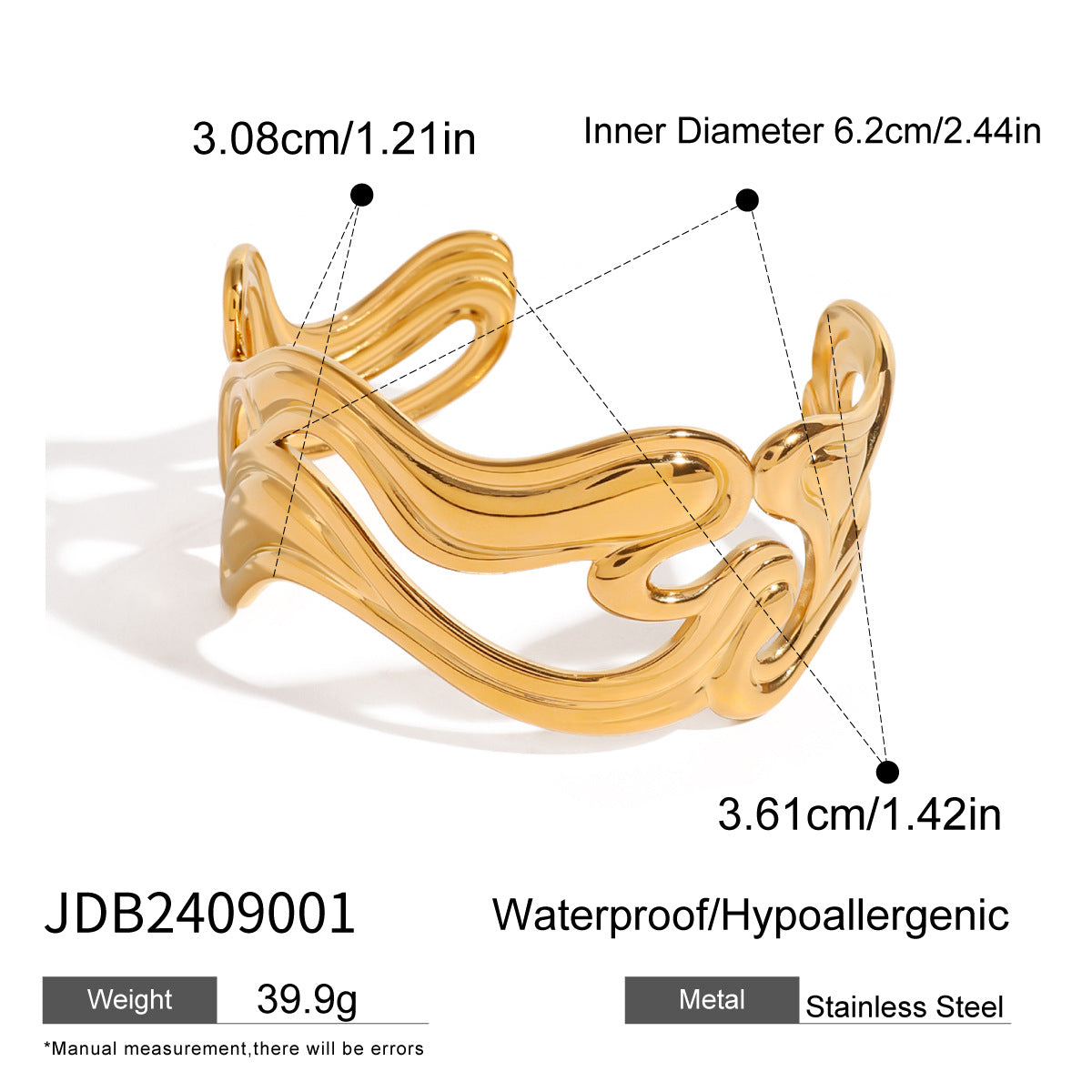 Stainless steel 18k gold-plated bangle bracelet