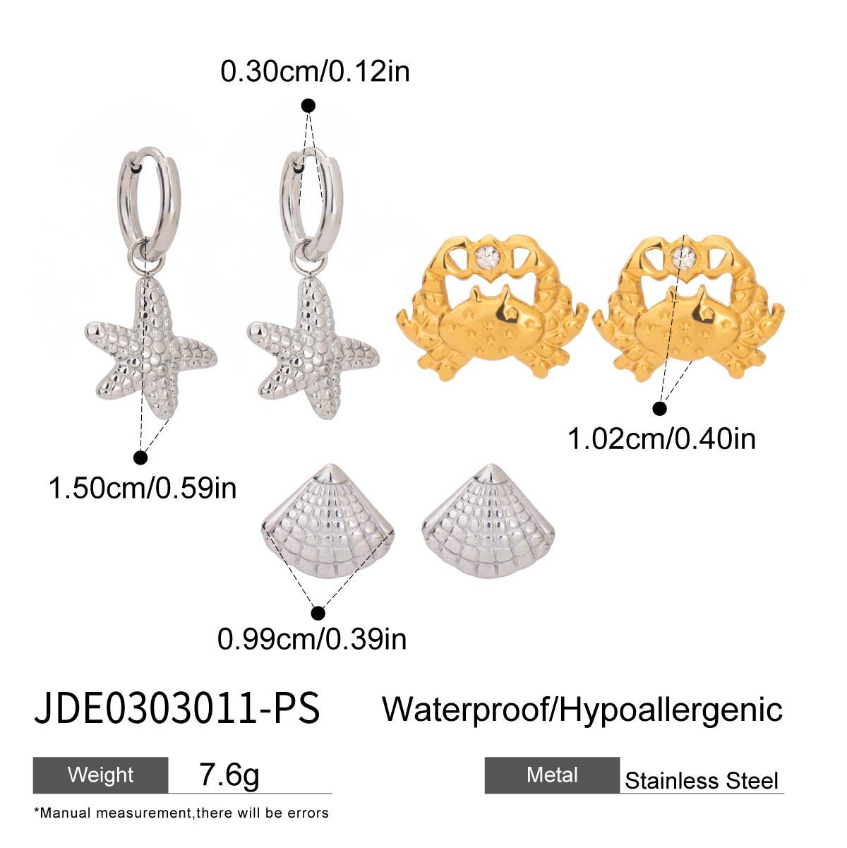 Stainless steel 18k gold-plated earrings