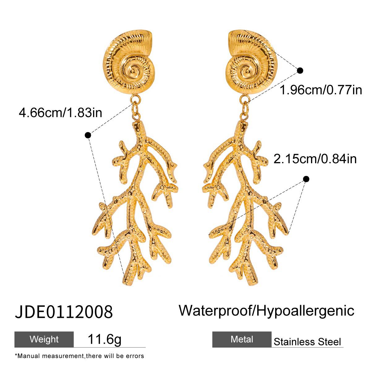 Stainless steel 18k gold-plated conch earrings