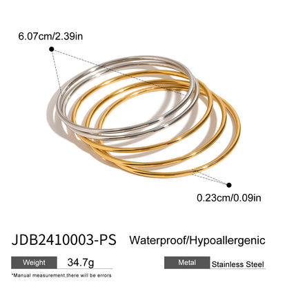 Stainless steel 18k gold-plated plain hoop bracelet
