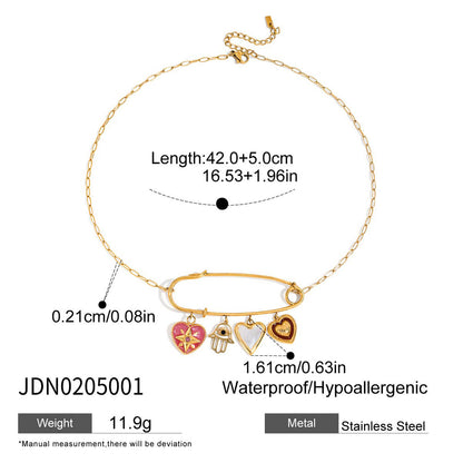 Stainless steel 18k gold-plated safety pin necklace