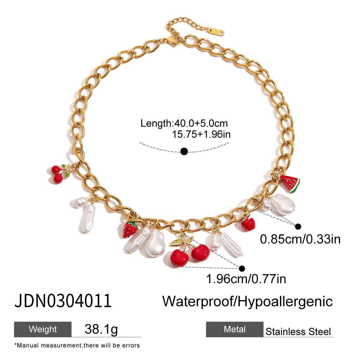Stainless steel 18k gold-plated strawberry jewelry set