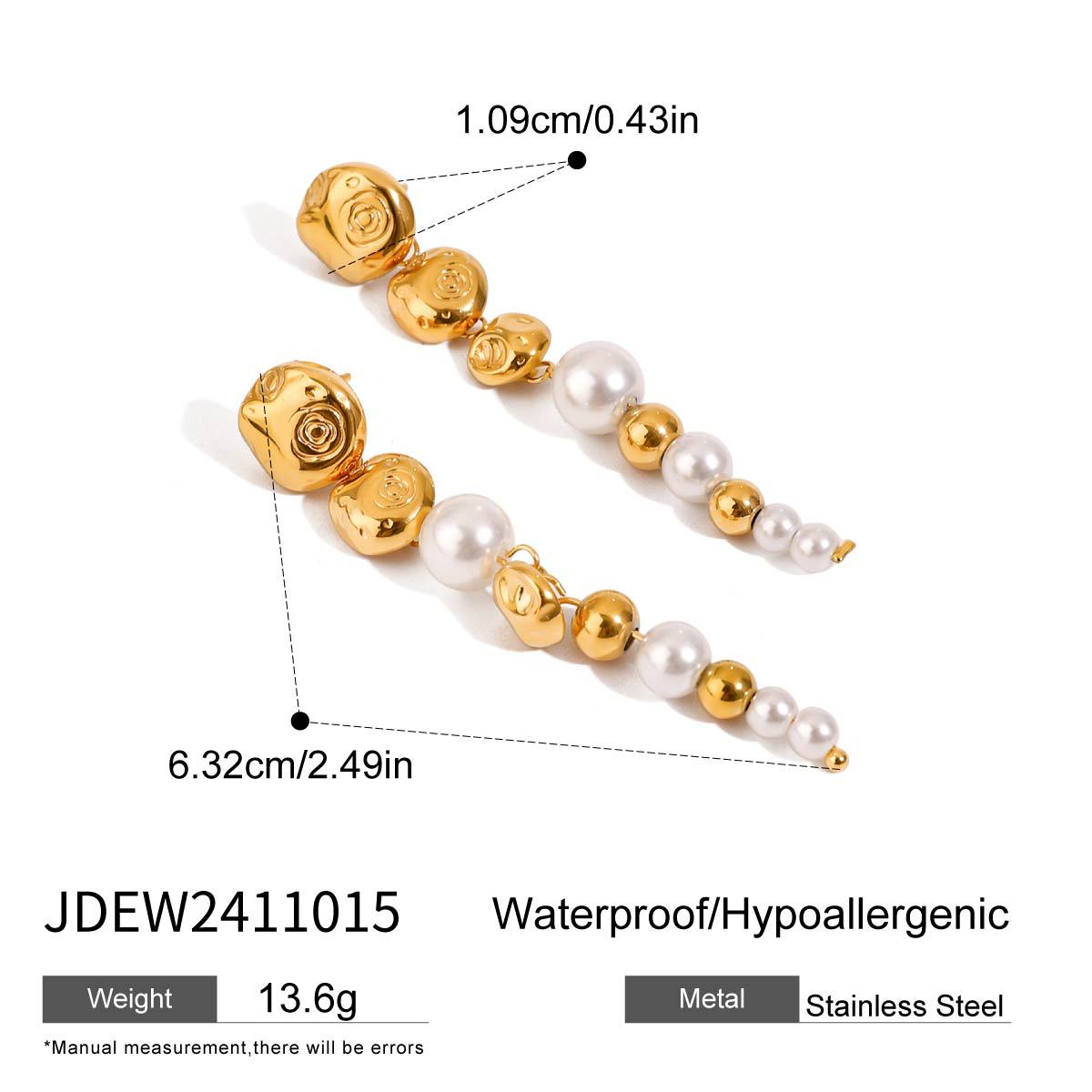 Stainless steel 18k gold-plated pearl earrings