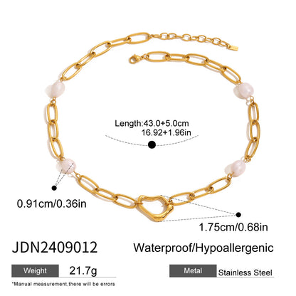 Stainless steel 18k gold-plated pearl jewelry set