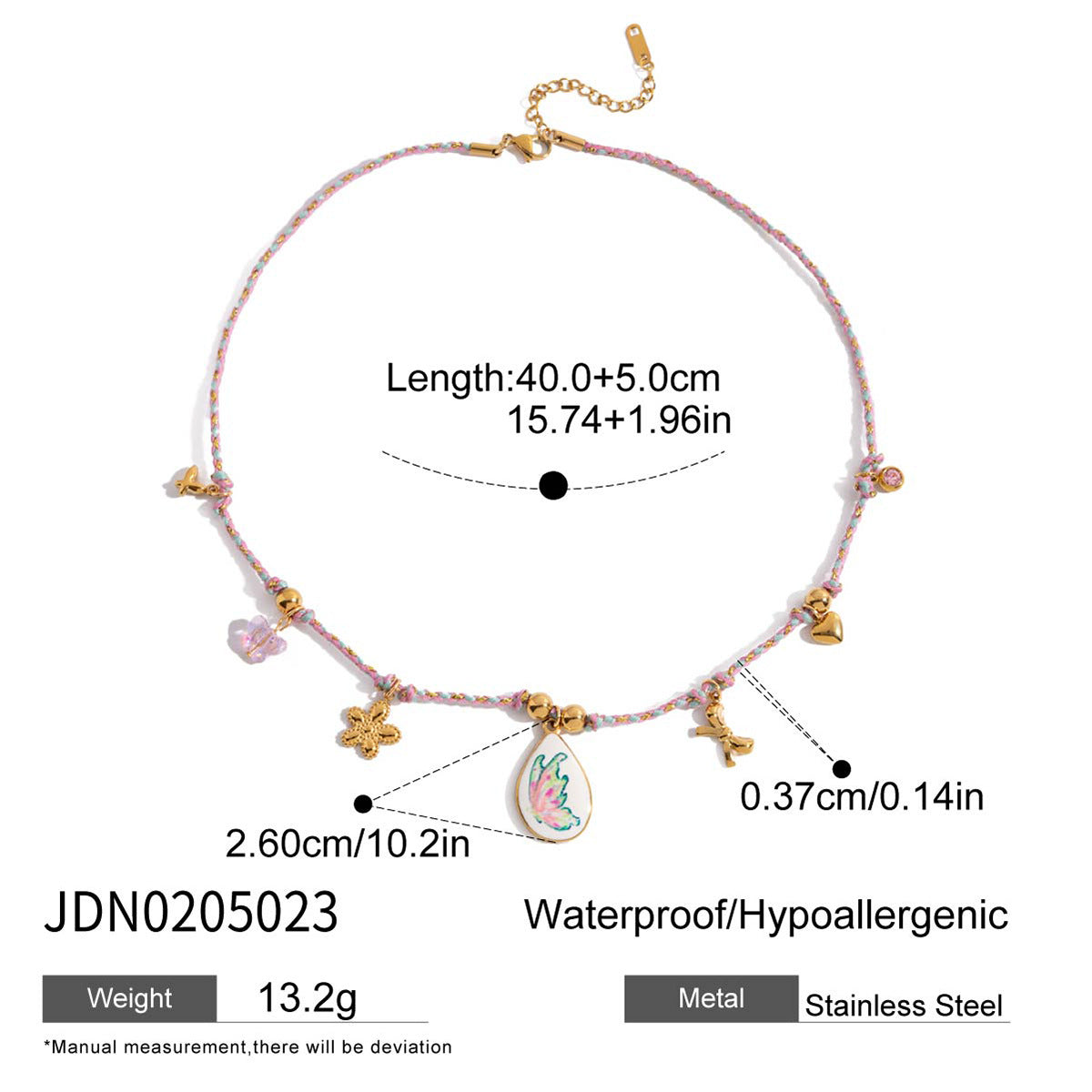 Stainless steel 18k gold-plated oil-dripping pendant necklace