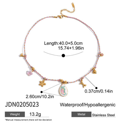 Stainless steel 18k gold-plated oil-dripping pendant necklace