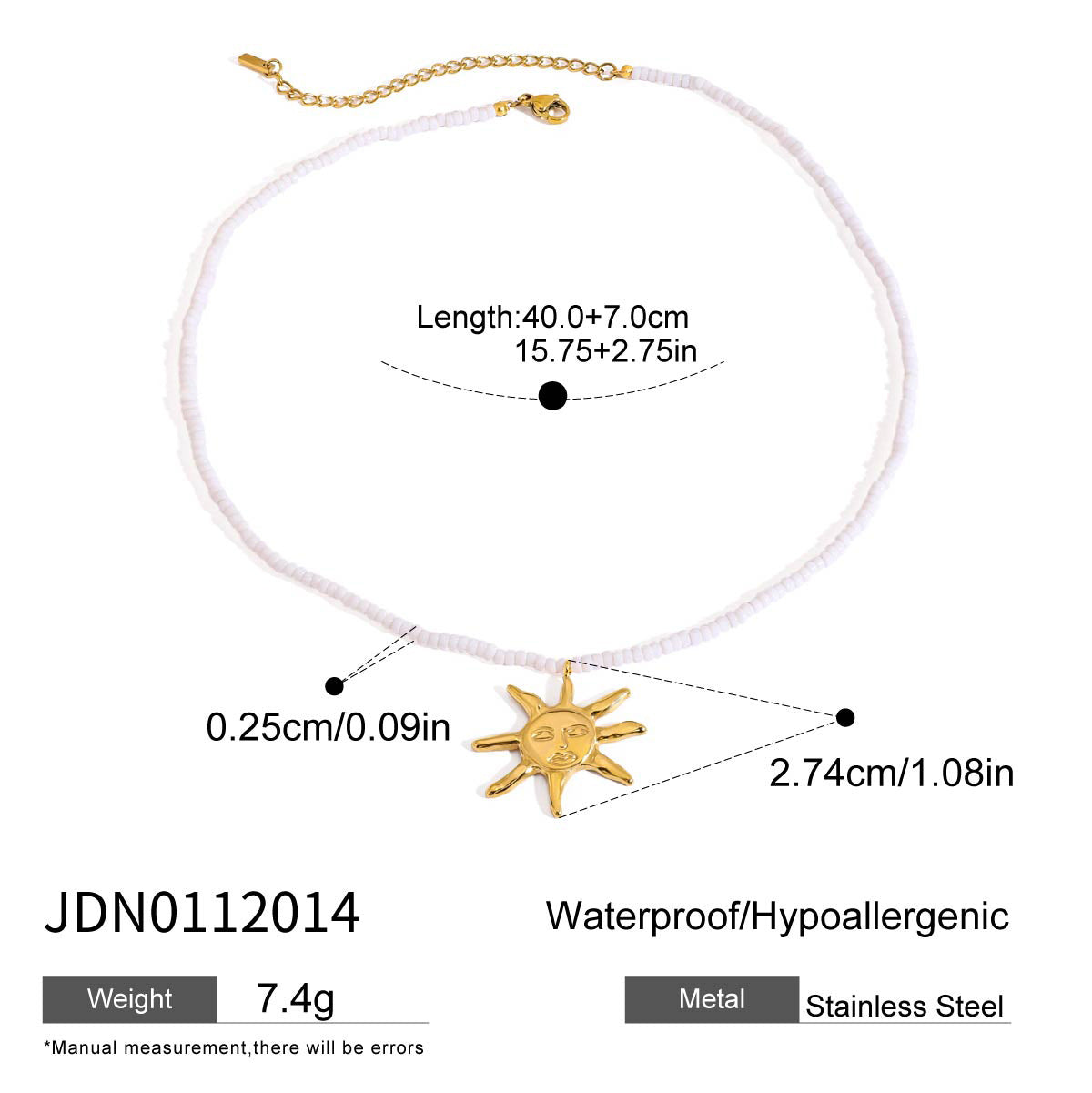 Stainless steel 18k gold-plated sun jewelry set