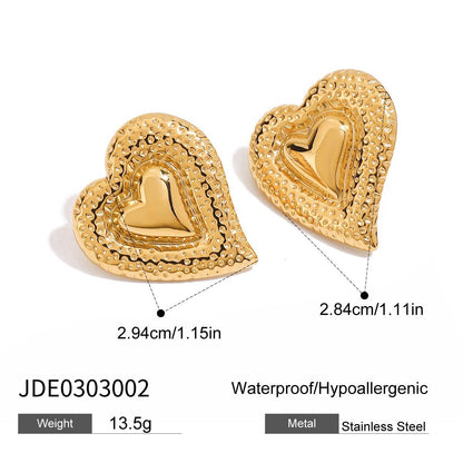 Stainless steel 18k gold-plated heart jewelry set