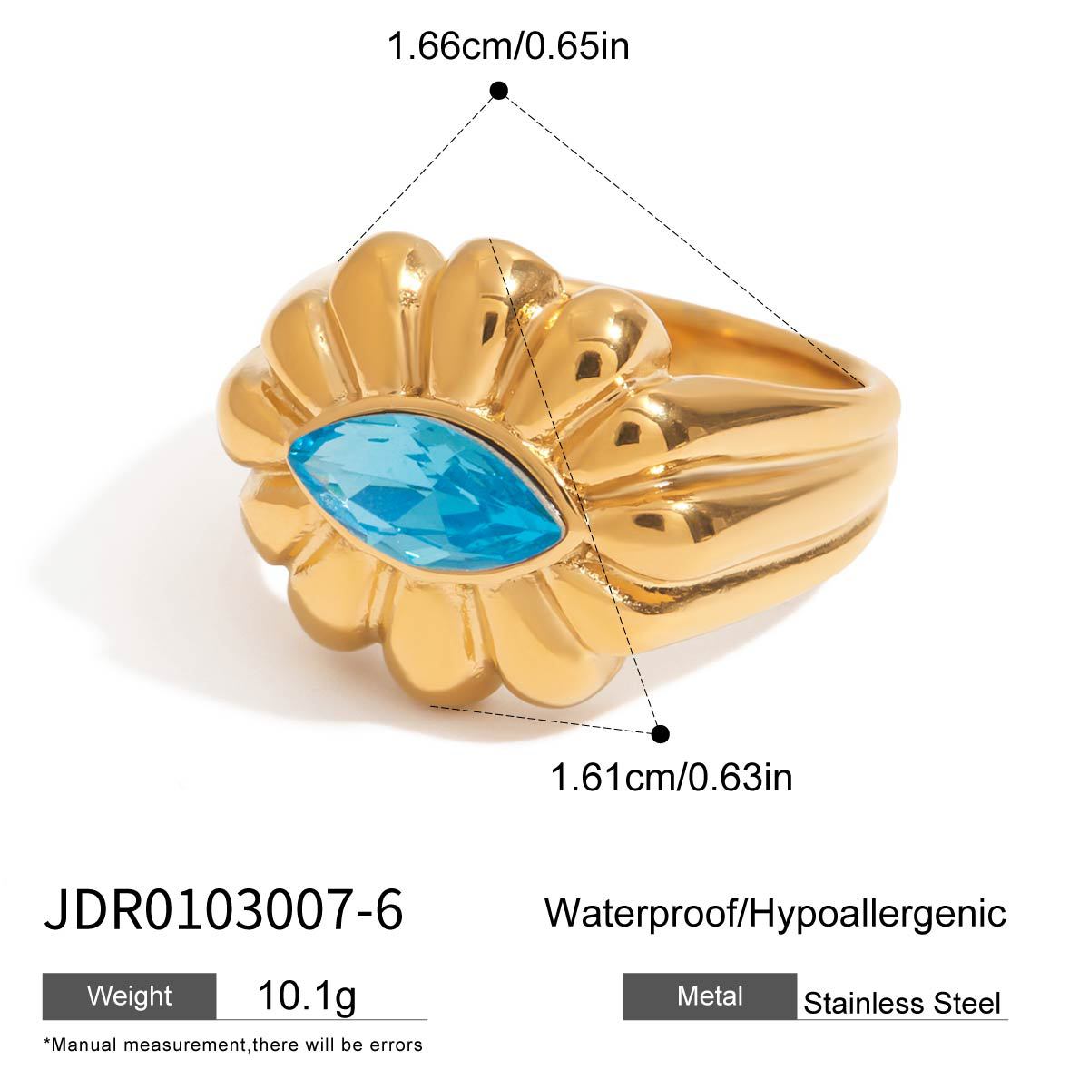 Stainless steel 18k gold-plated blue zircon jewelry