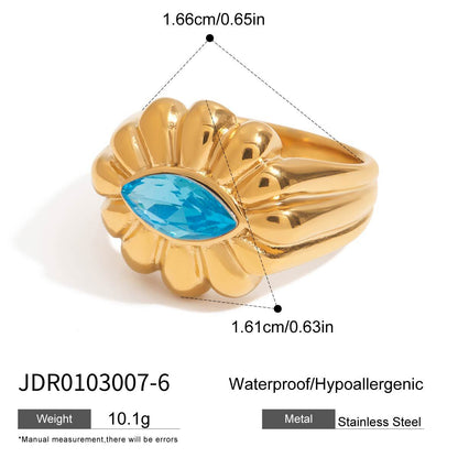 Stainless steel 18k gold-plated blue zircon jewelry