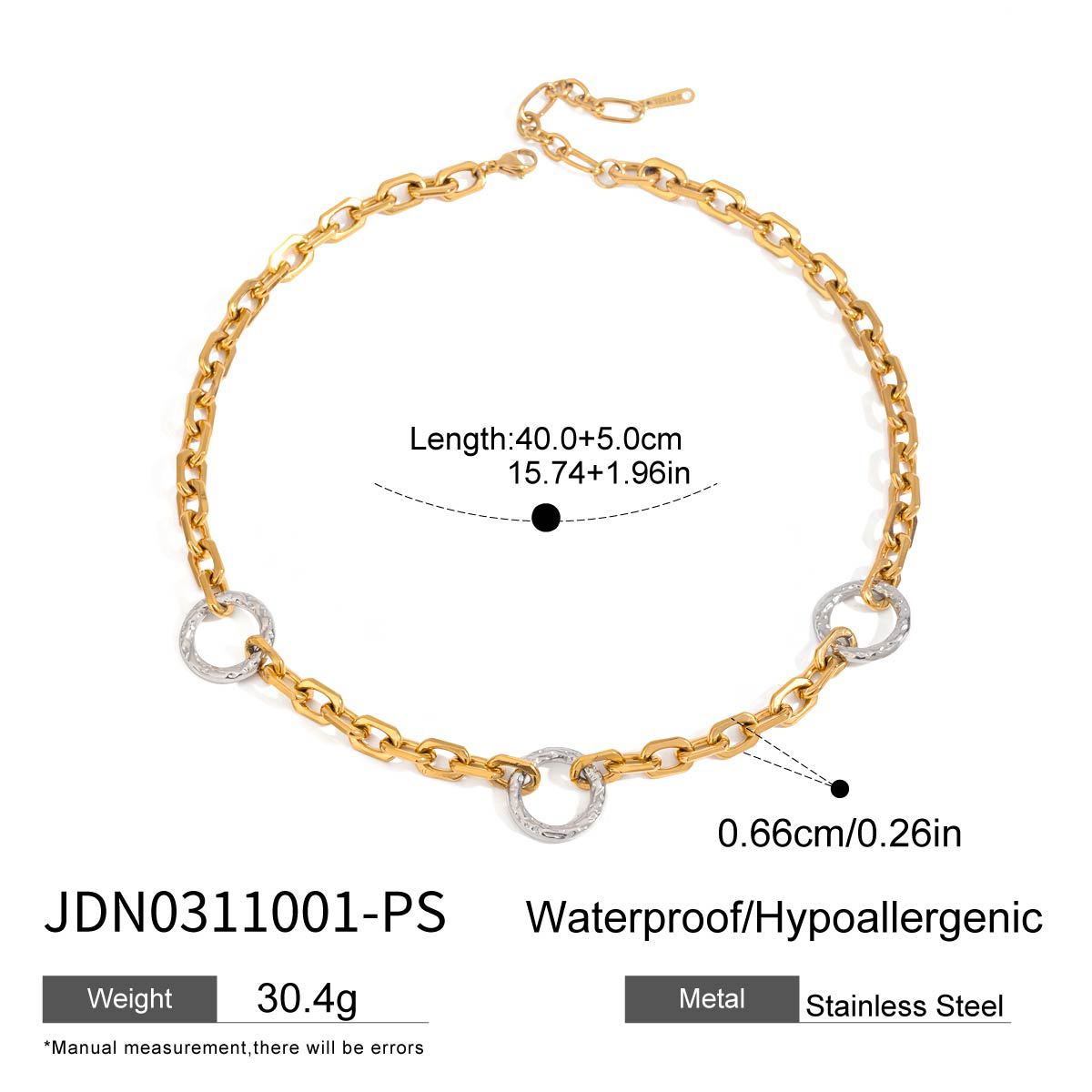 Stainless steel 18k gold-plated chain necklace