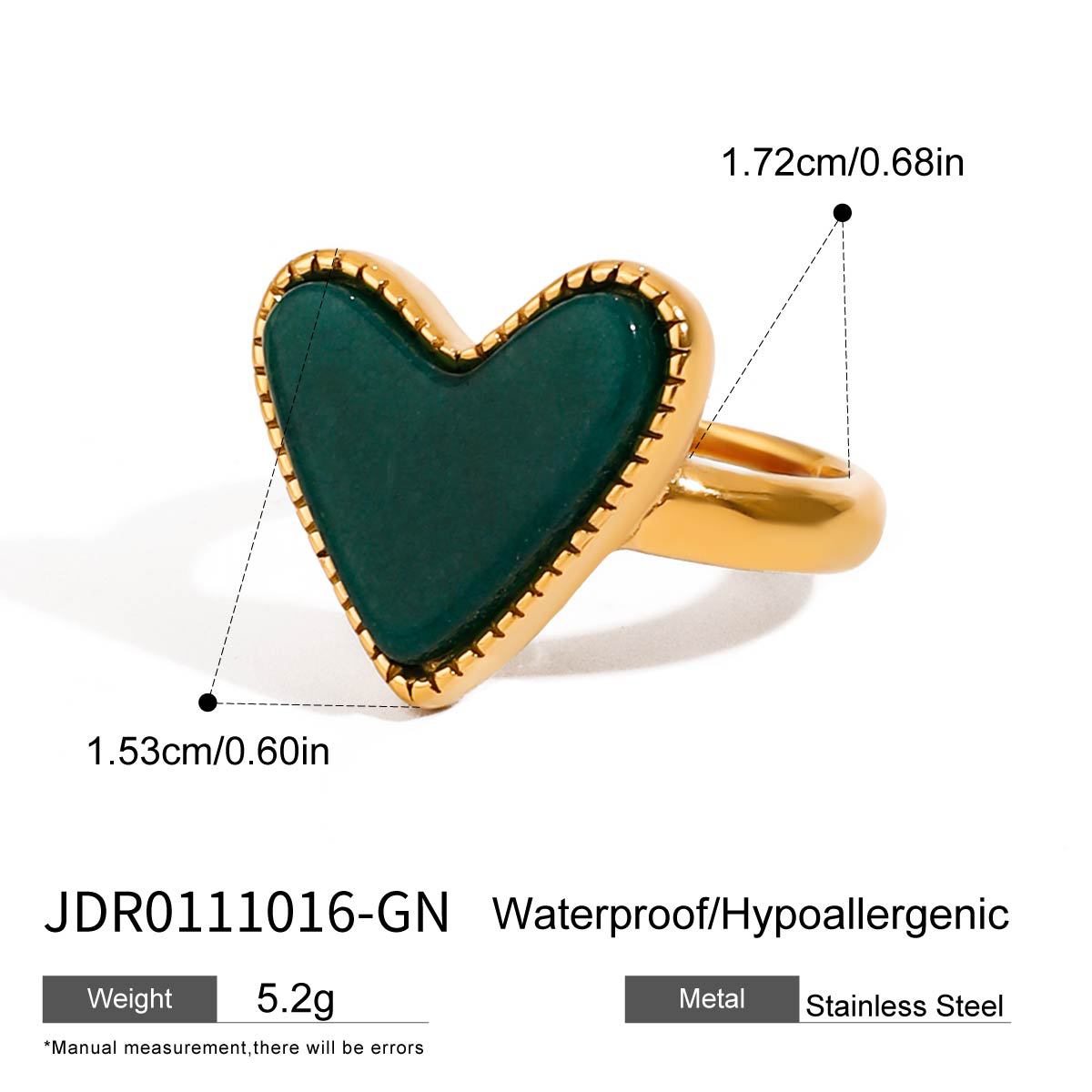 Stainless steel 18k gold-plated heart ring