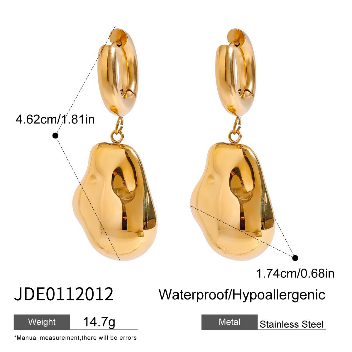 Stainless steel 18k gold-plated earrings
