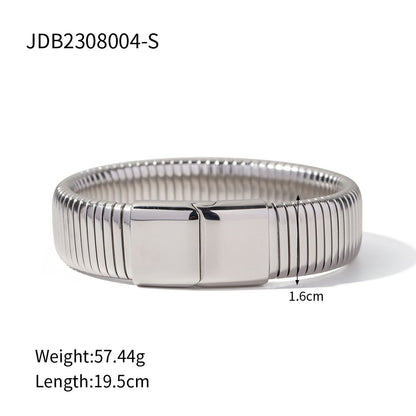 Stainless steel 18k gold-plated elastic wide bracelet