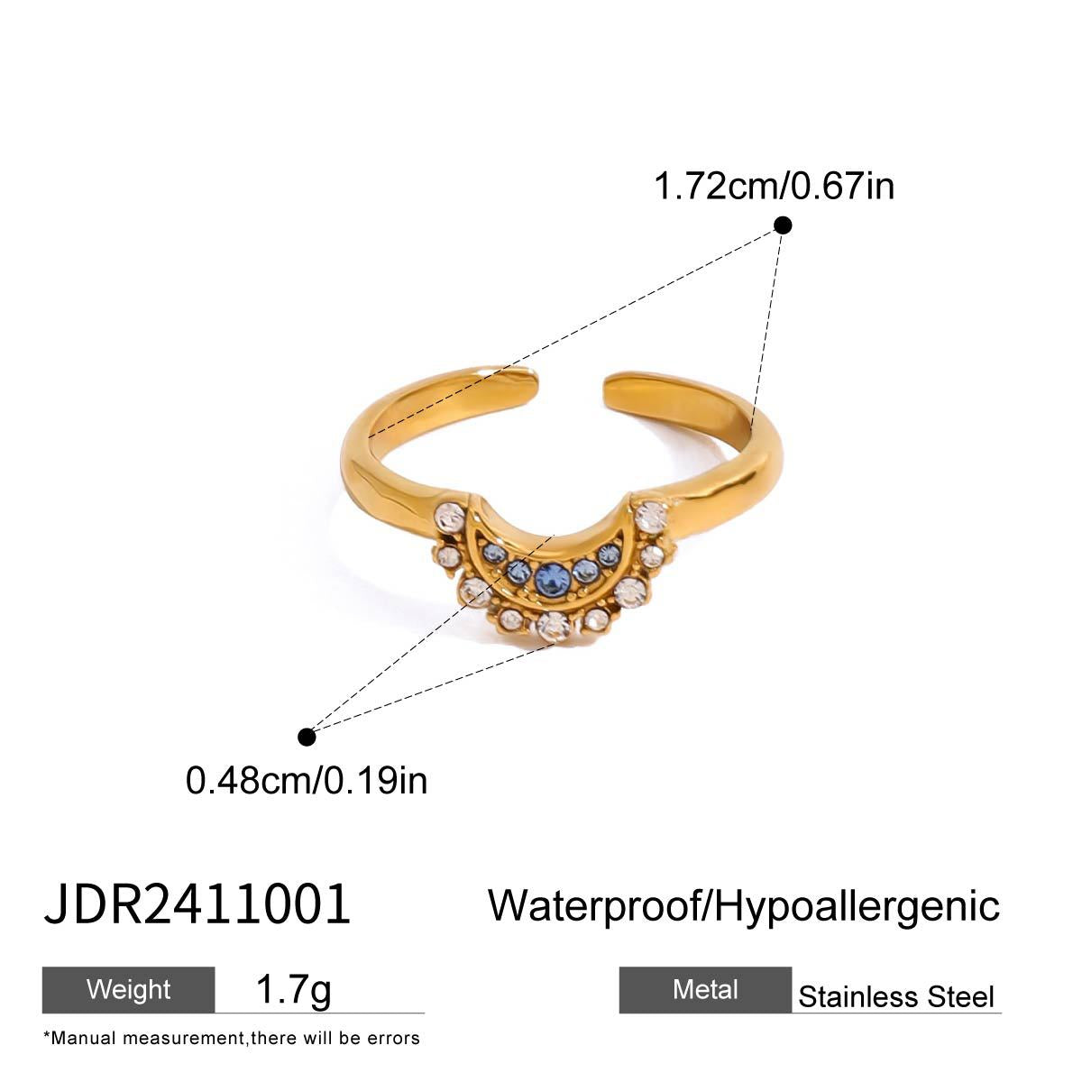 Stainless steel 18k gold-plated sun and moon rings