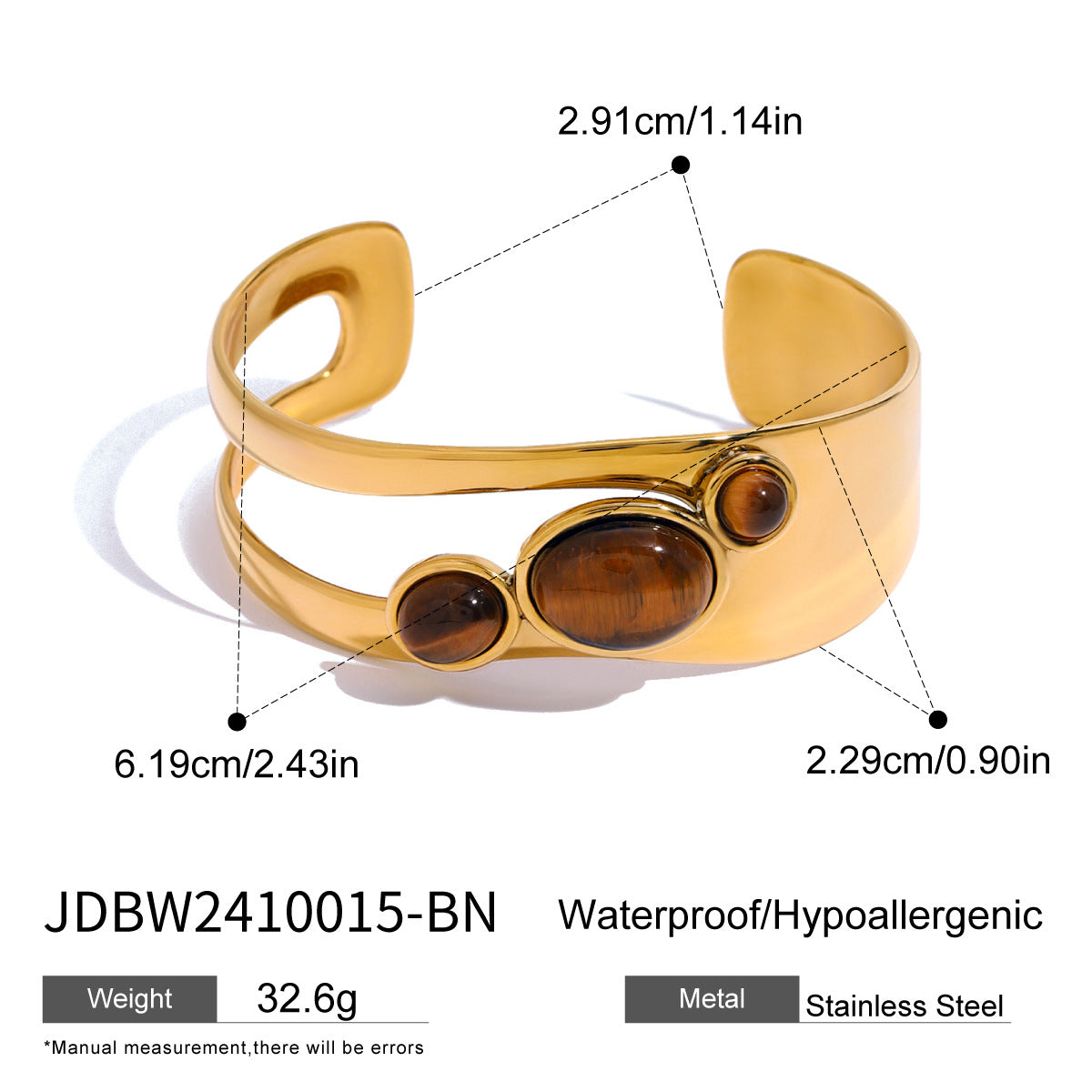 Stainless steel 18k gold-plated open-work pearl bracelet