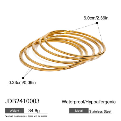 Stainless steel 18k gold-plated plain hoop bracelet