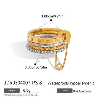 Stainless steel 18k gold-plated safety pin ring