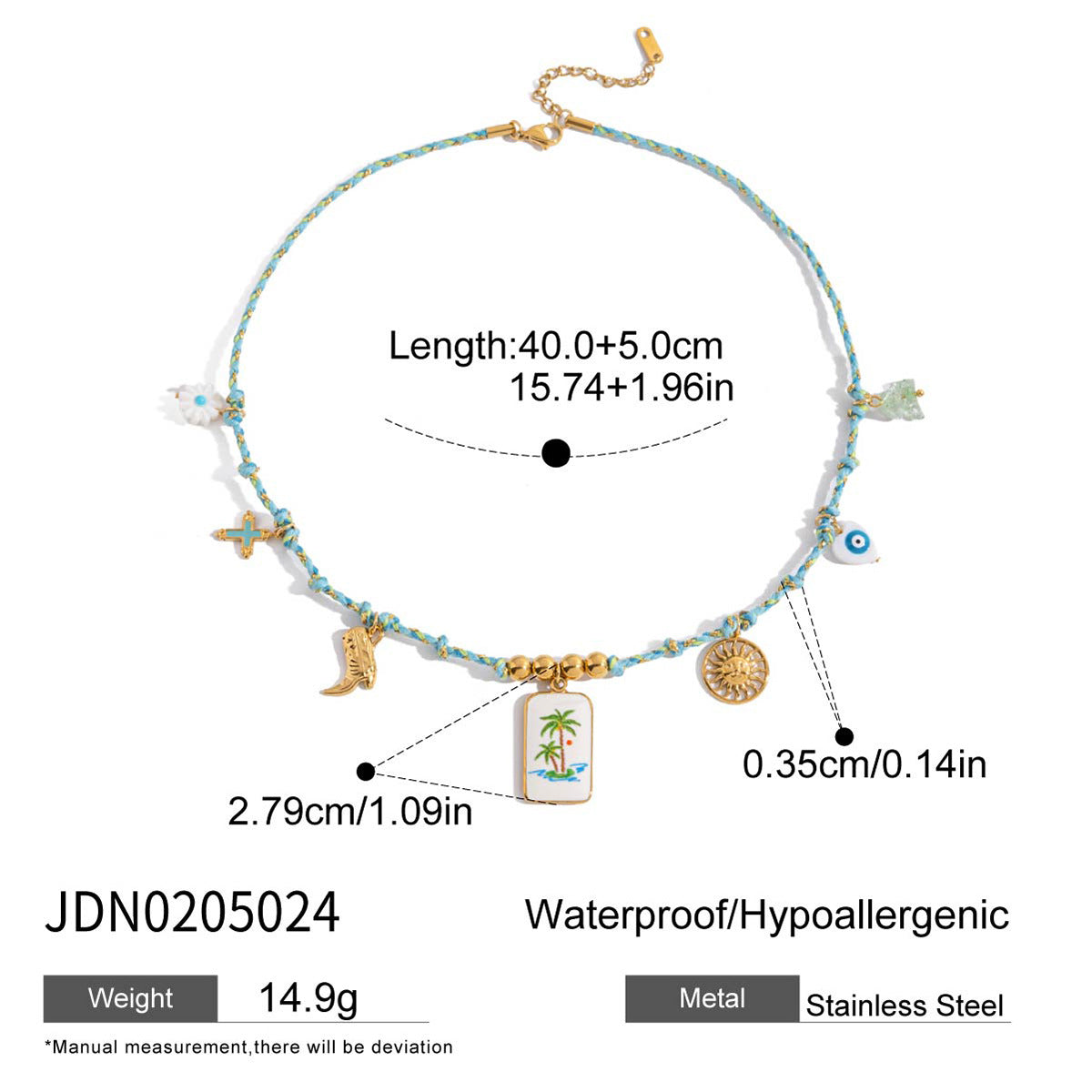 Stainless steel 18k gold-plated oil-dripping pendant necklace