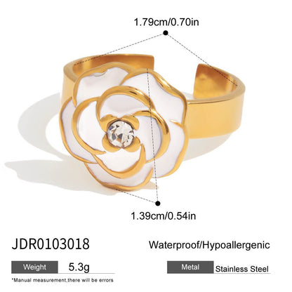 Stainless steel 18k gold-plated flower jewelry set